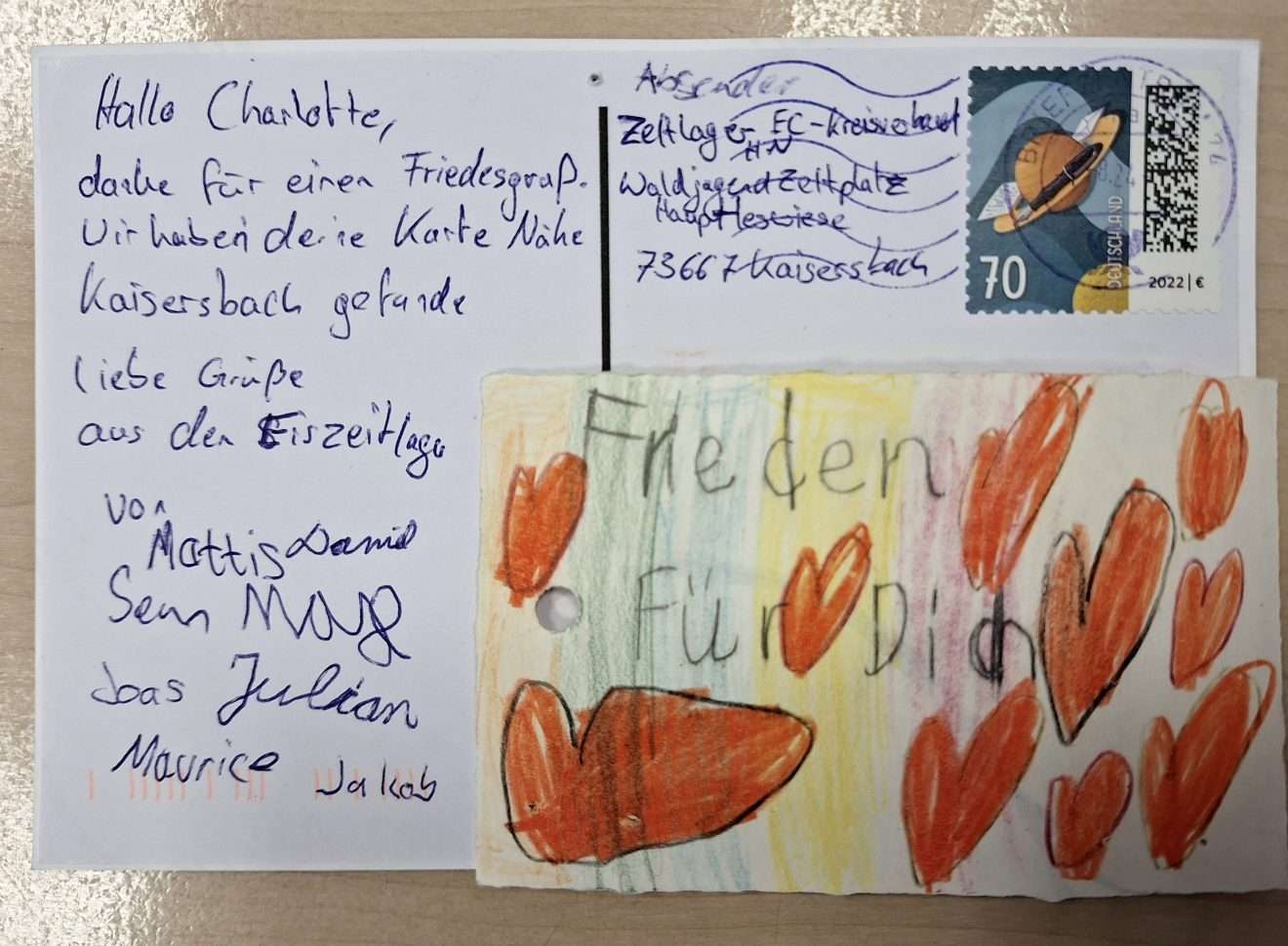 Ein Friedensgruß der WHS erreicht Kaisersbach